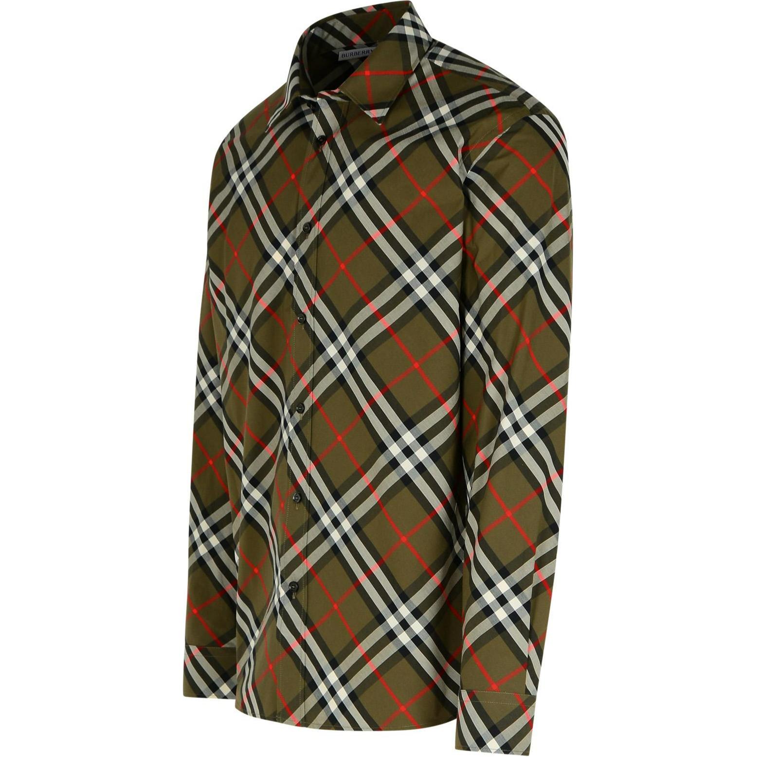 Burberry SS24  Green Check Pattern Long-Sleeve Collared Shirt 80953361 圖 4