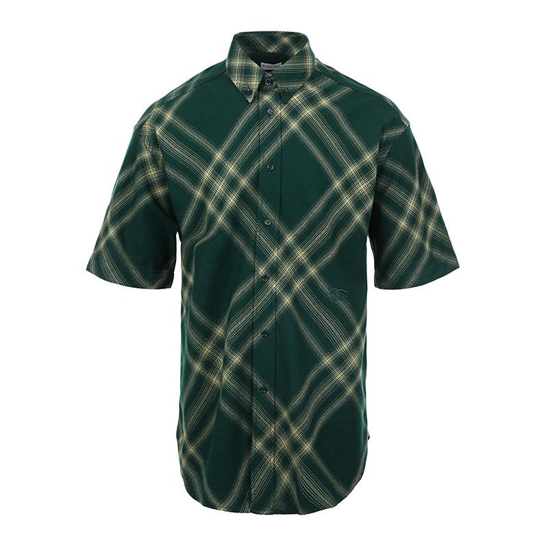 Burberry SS24  Green Check Pattern Short Sleeve Shirt with Button Down. 8082505 圖 2