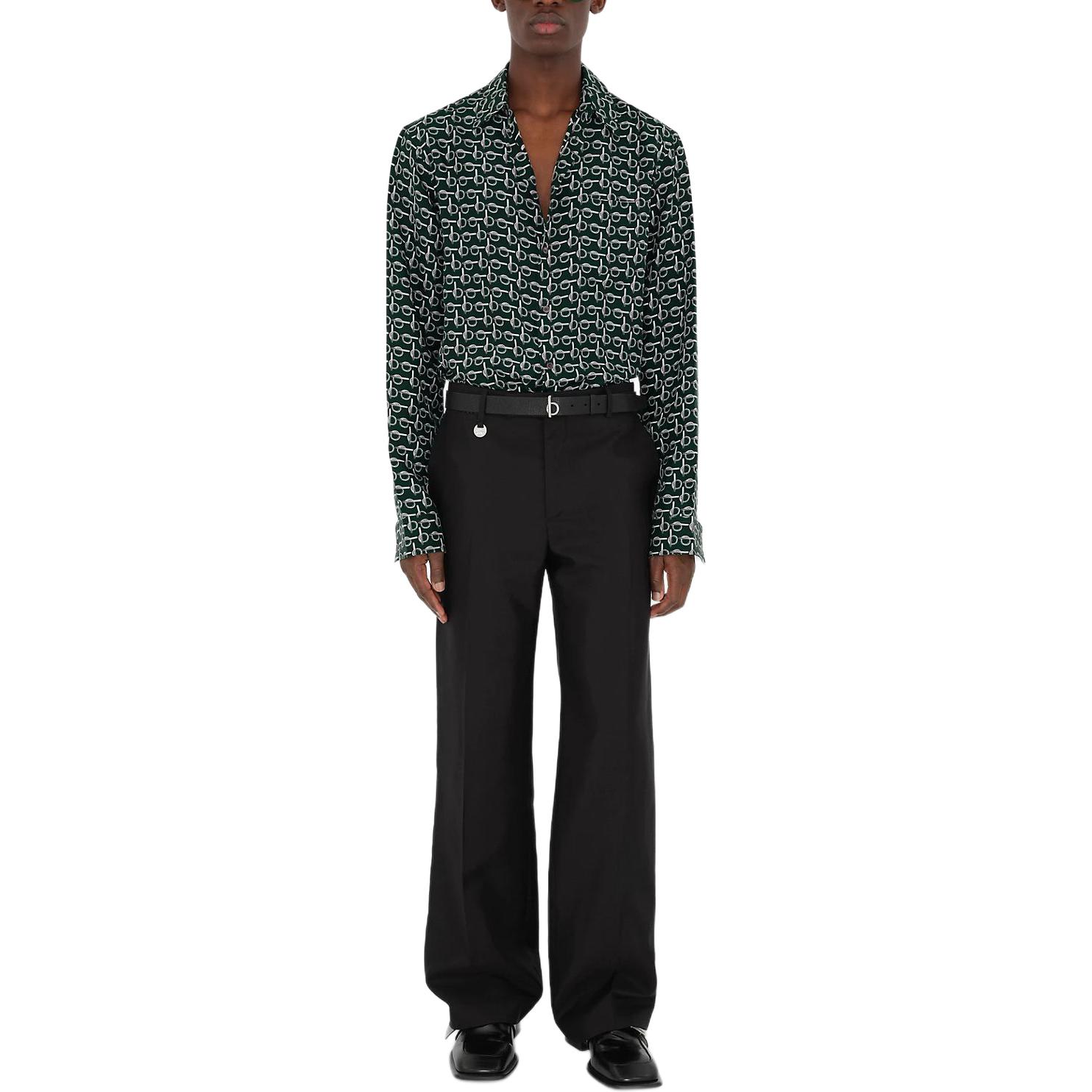 Purchase Burberry SS24  Green Print Shirt with B-Buckle and Pointed Collar. 80878531