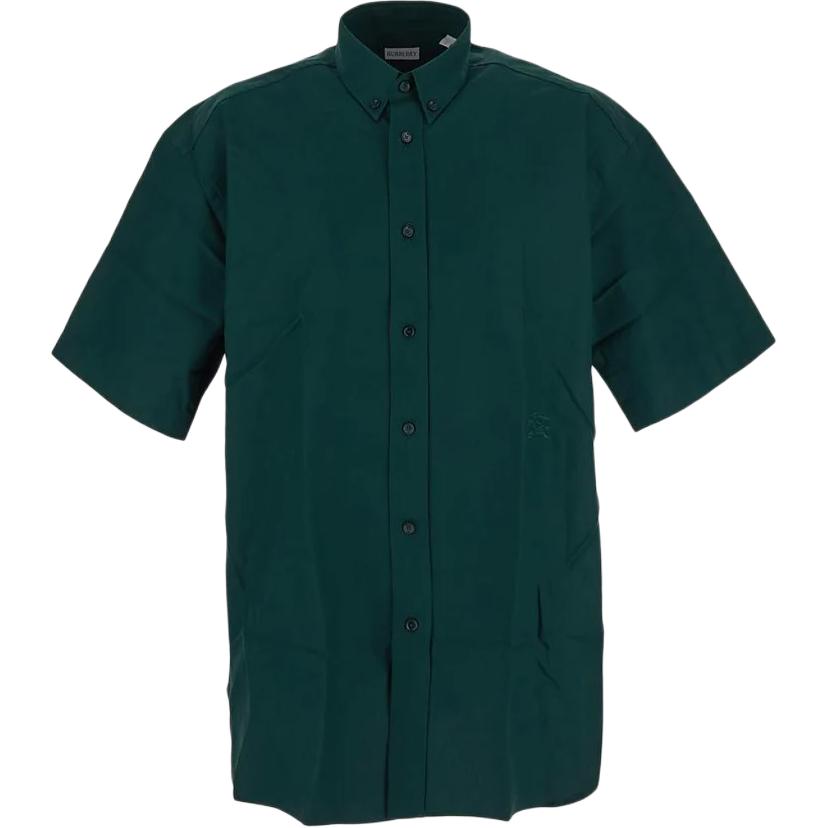 Burberry SS24  Green Short-Sleeve Solid Button-Up Shirt. 8082901B8636