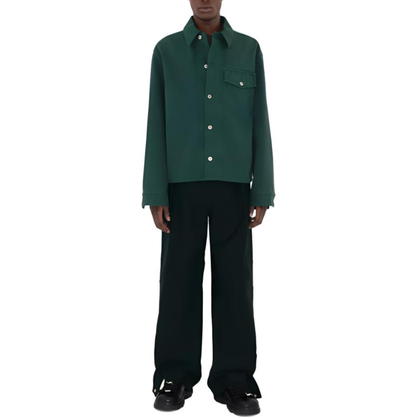 Shop Chaqueta Verde Burberry SS24 con Bolsillo Bordado y Solapa Simple. 80917831