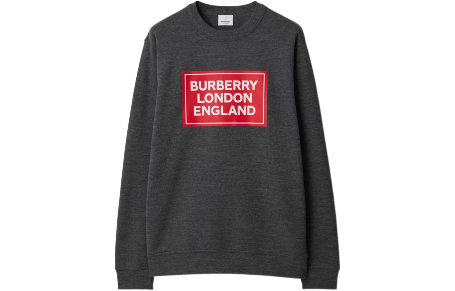 Burberry SS24  Grey Letter Print Crewneck Pullover Sweatshirt. 80843441