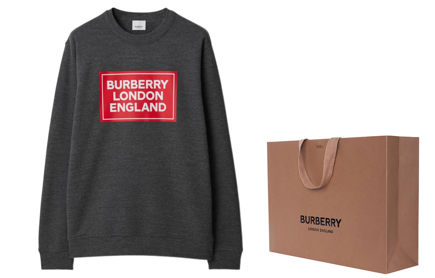 Shop 博柏利 SS24 灰色字母印花圆领套头卫衣. 80843441