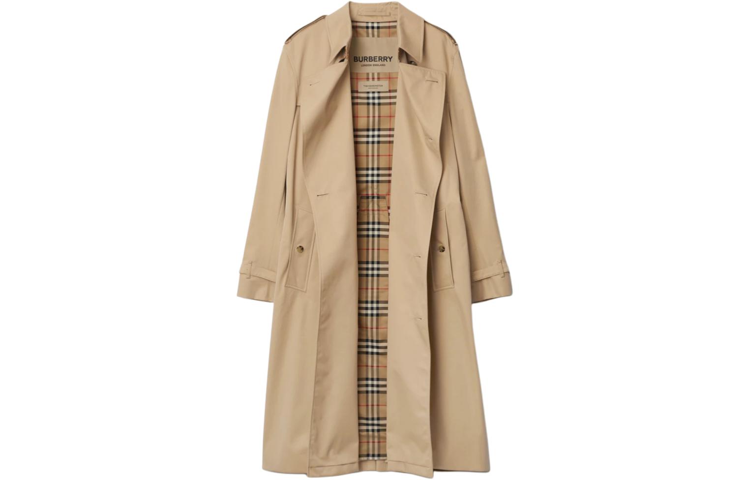 Lookbook Burberry SS24  Honey Double-Breasted Long Trench Coat Solid Color. 80793851