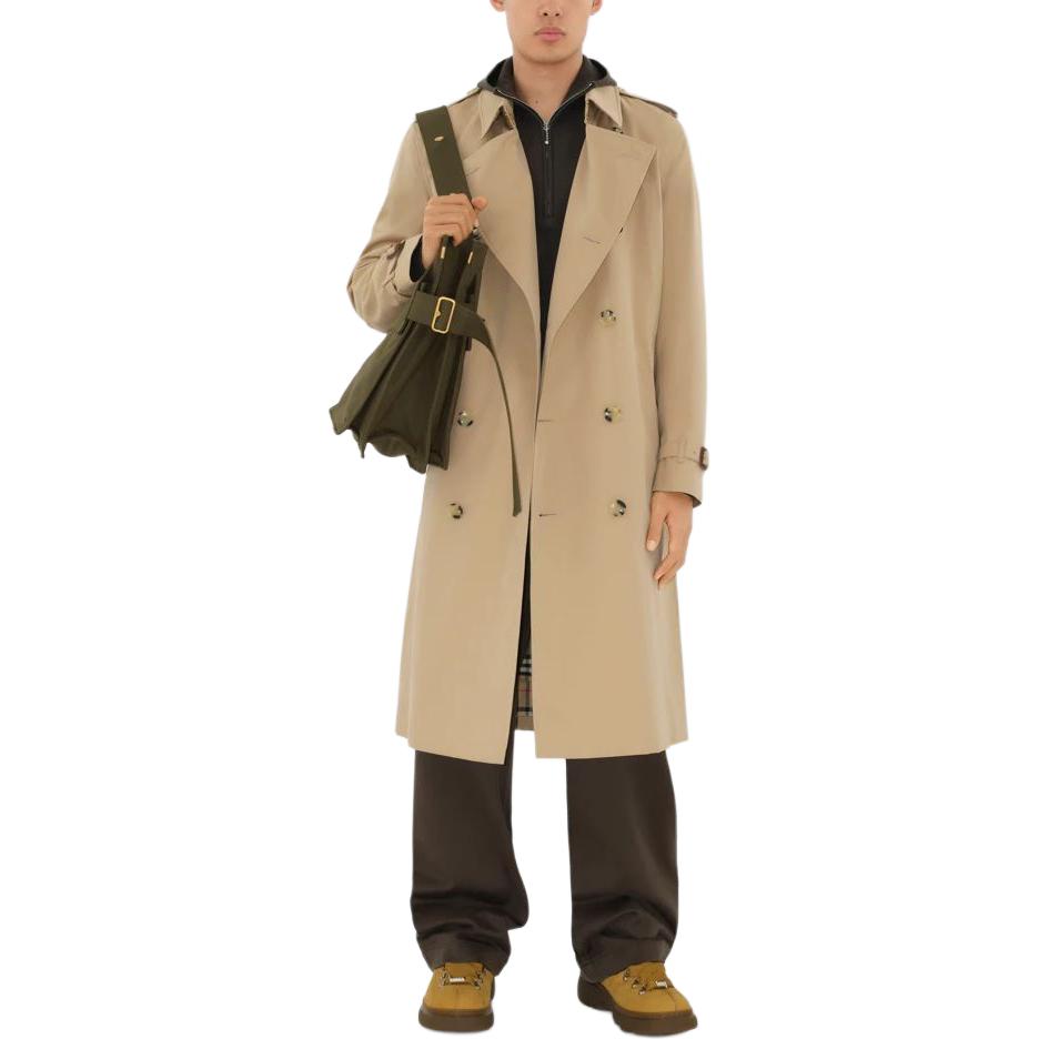 Shop Burberry SS24  Honey Double-Breasted Long Trench Coat Solid Color. 80793851