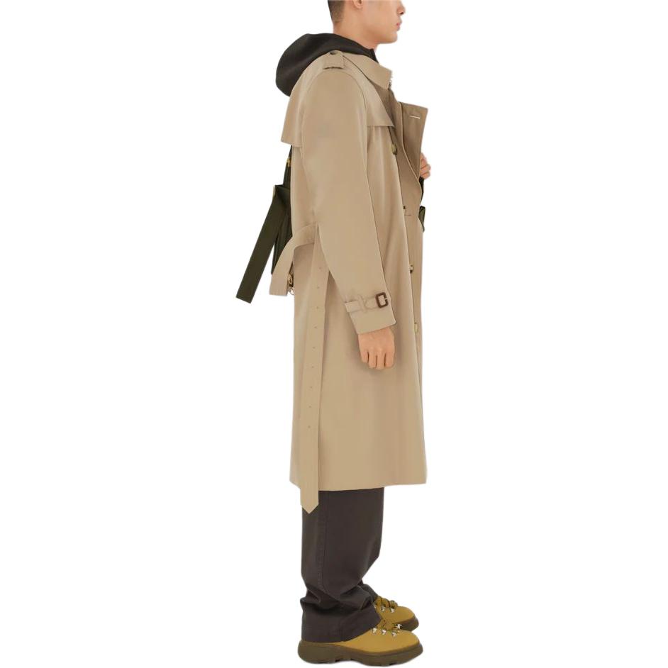 Details for Burberry SS24  Honey Double-Breasted Long Trench Coat Solid Color. 80793851