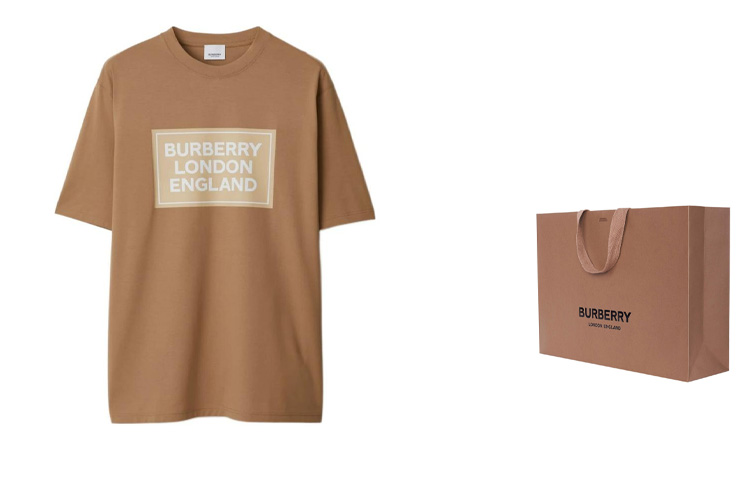 Shop Burberry SS24  Light Brown Logo Crew Neck Short Sleeve T-Shirt. 80843401