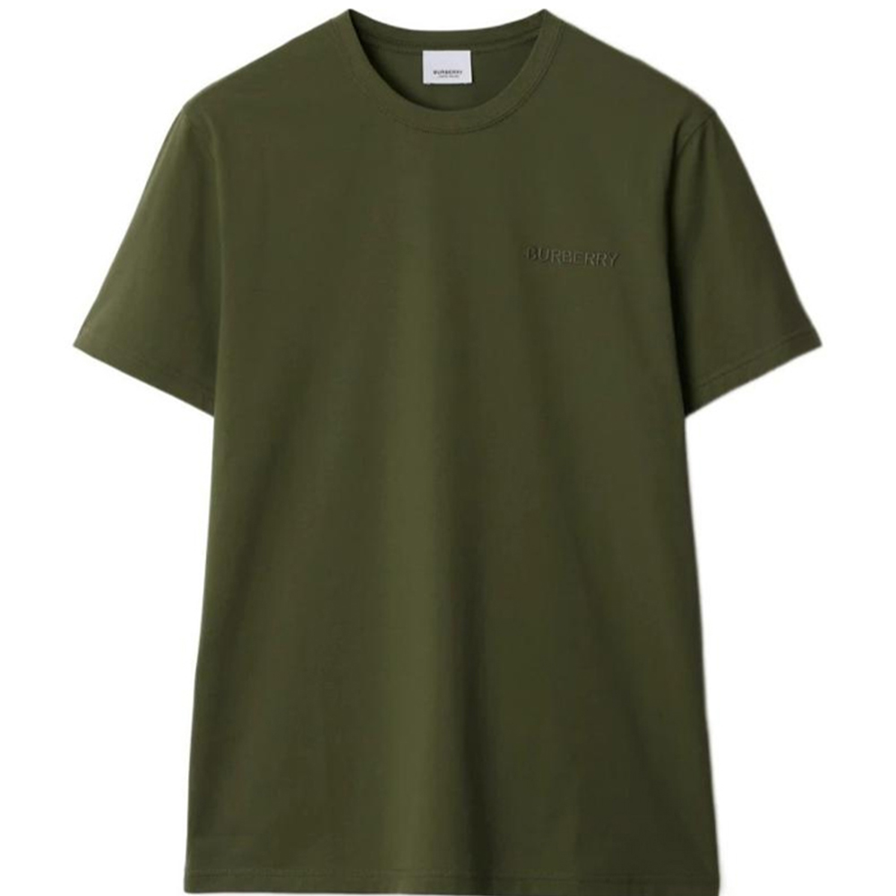 Burberry SS24  Logo Embroidered Crewneck Short Sleeve T-Shirt Olive Green 80935161