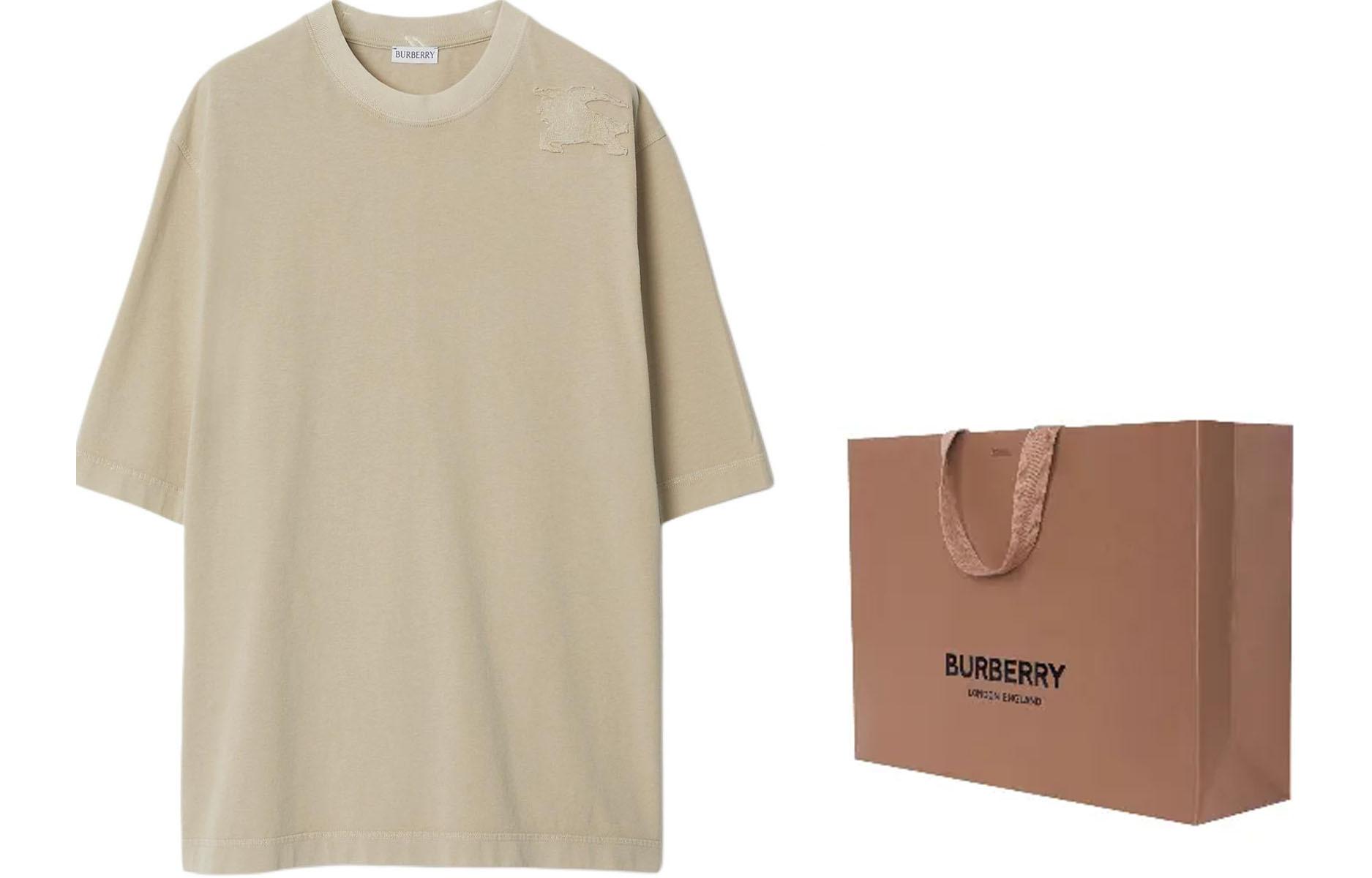 Burberry SS24  Logo Embroidered Crewneck T-Shirt Khaki 80901331 圖 4