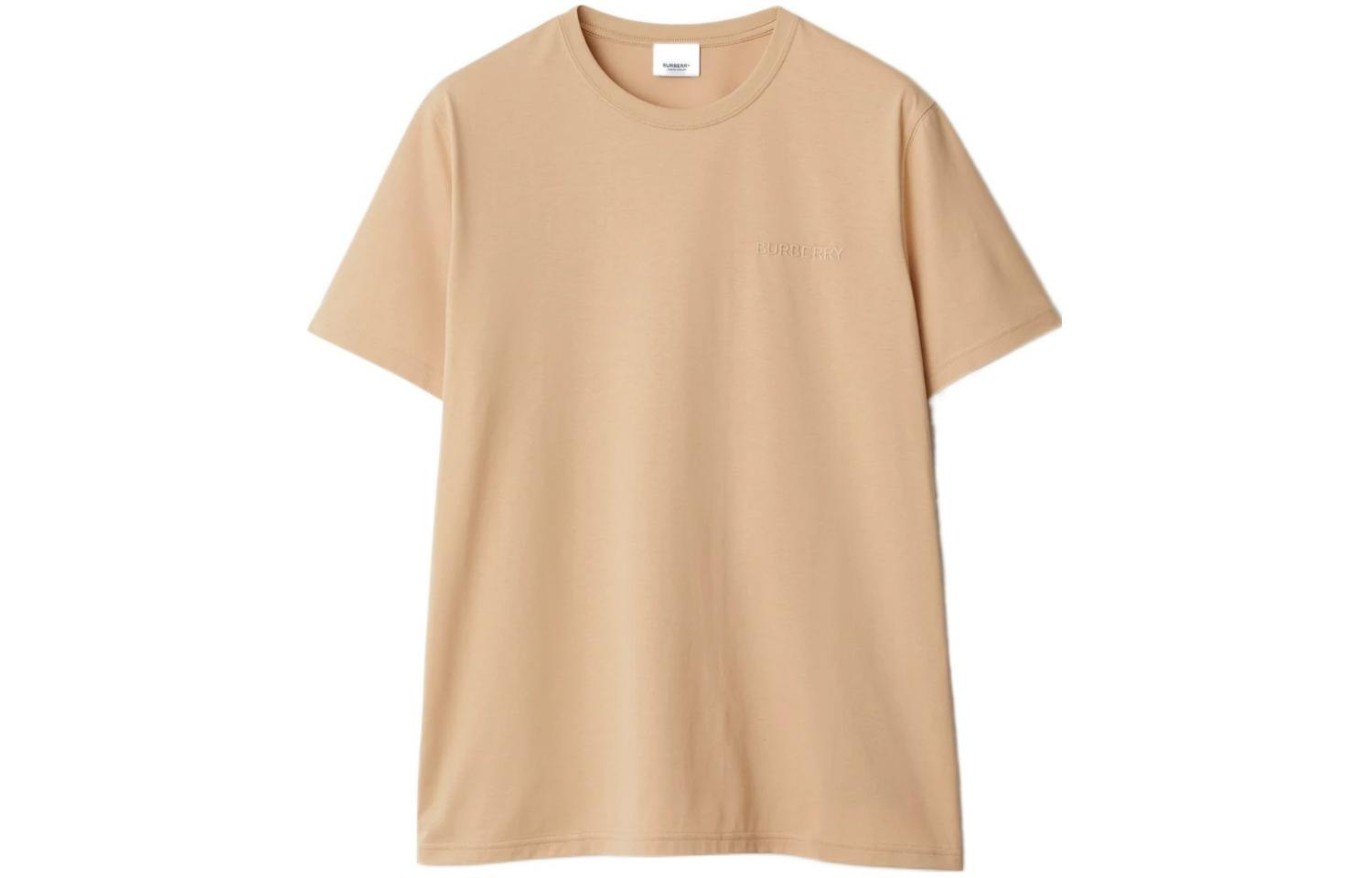 Burberry SS24  Logo Embroidered Crewneck T-Shirt Soft Yellow Brown. 80843601