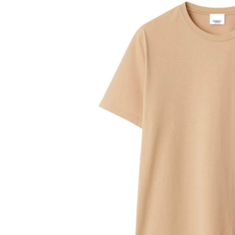 Details for Burberry SS24 Kaos Crewneck Logo Bordir Kuning Coklat Muda. 80843601