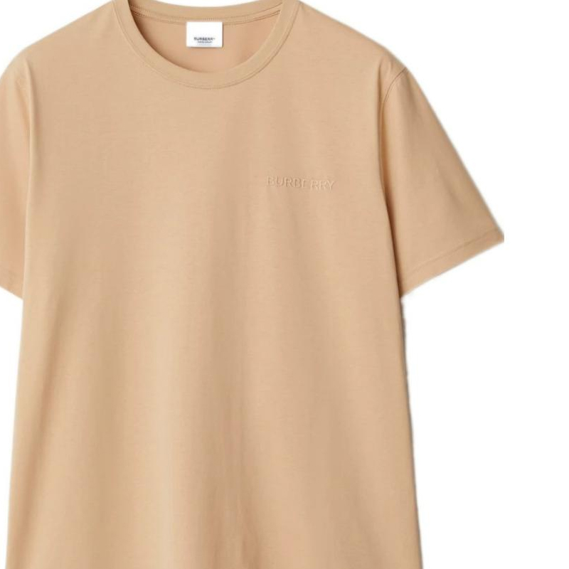 Cheap Burberry SS24 Kaos Crewneck Logo Bordir Kuning Coklat Muda. 80843601