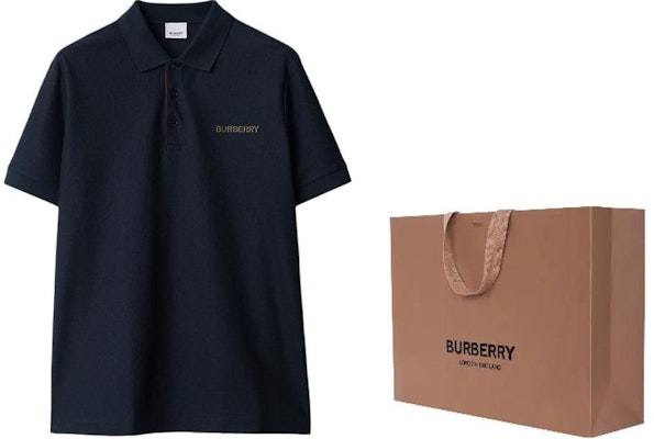 Burberry SS24 Baju Polo Navy Blue dengan Logo Sulaman. 80844371 Shop Burberry SS24 Baju Polo Navy Blue dengan Logo Sulaman. 80844371