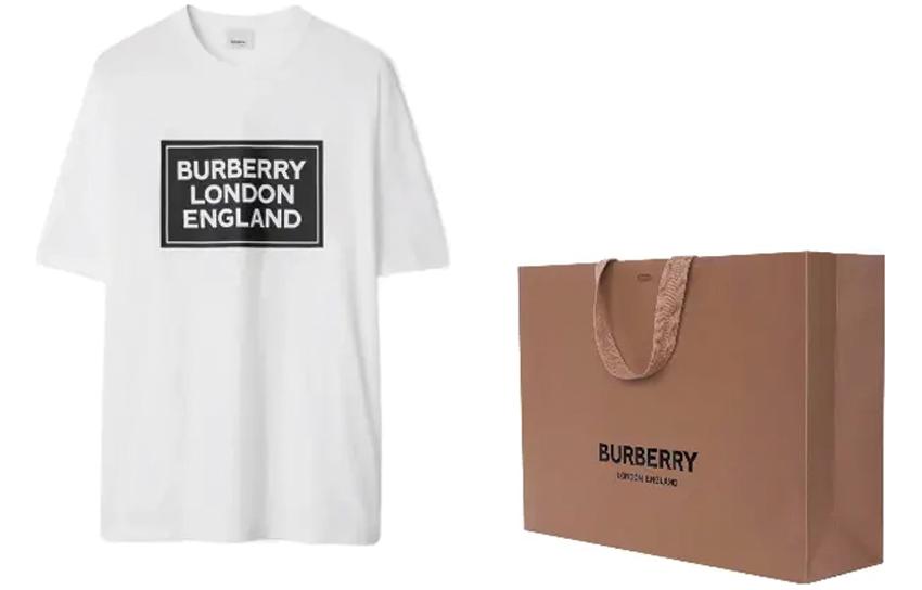 Shop 버버리 SS24 로고 프린트 화이트 크루넥 티셔츠 80843381