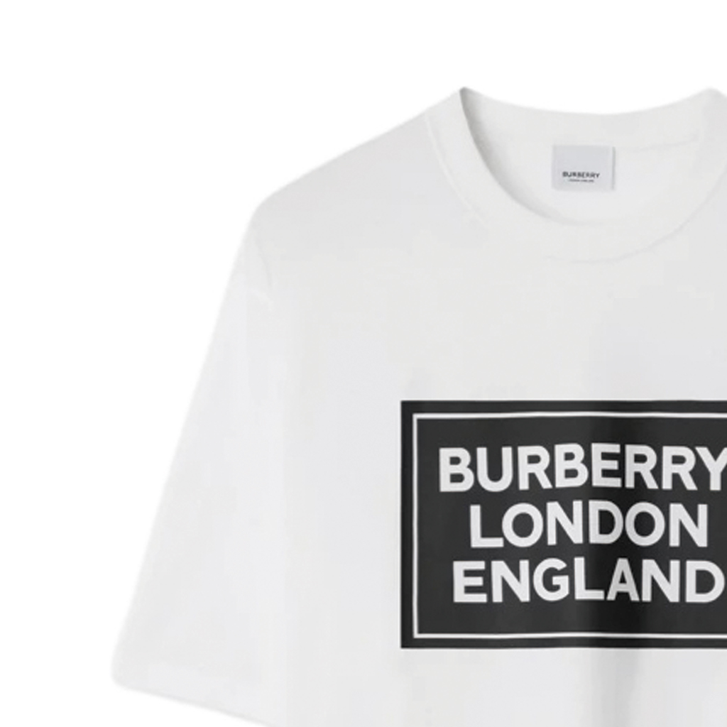 Sizing 버버리 SS24 로고 프린트 화이트 크루넥 티셔츠 80843381