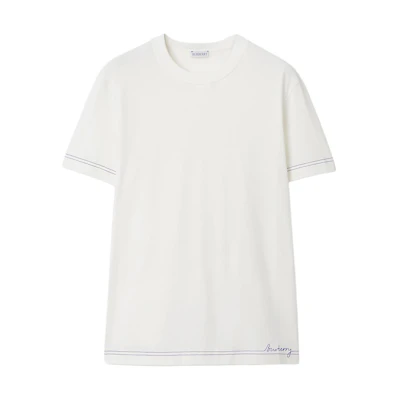 Burberry SS24 Logo Stripe Print Crewneck T-Shirt in White. 80905421