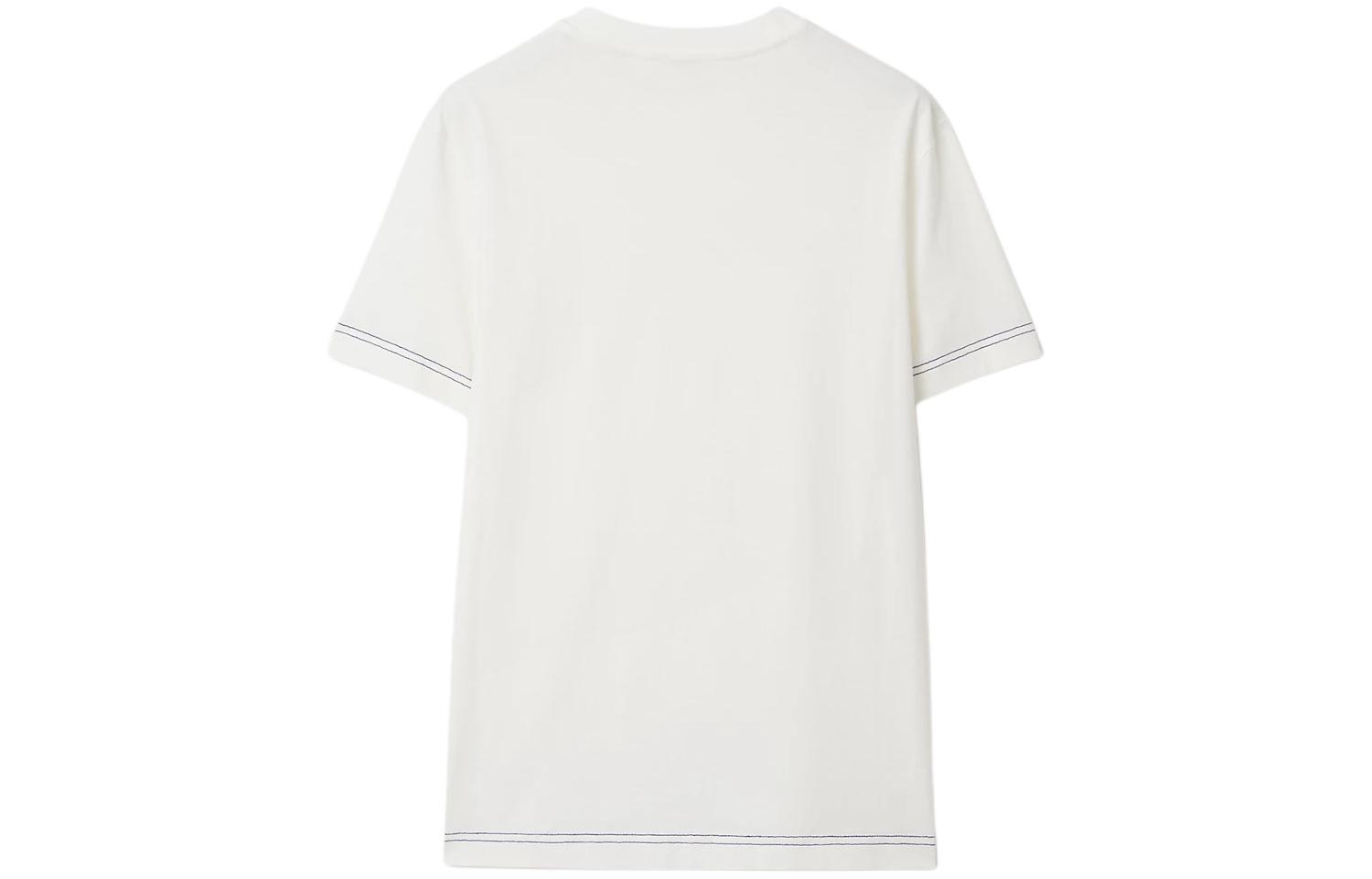 Lookbook 버버리 SS24 로고 스트라이프 프린트 크루넥 티셔츠 화이트. 80905421