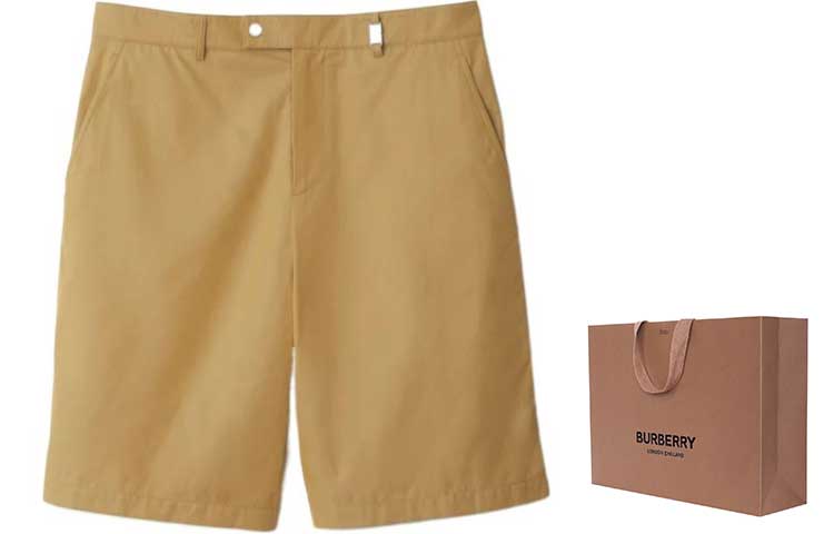 Shop Burberry SS24 寬鬆版小麥色休閒短褲。 80895261