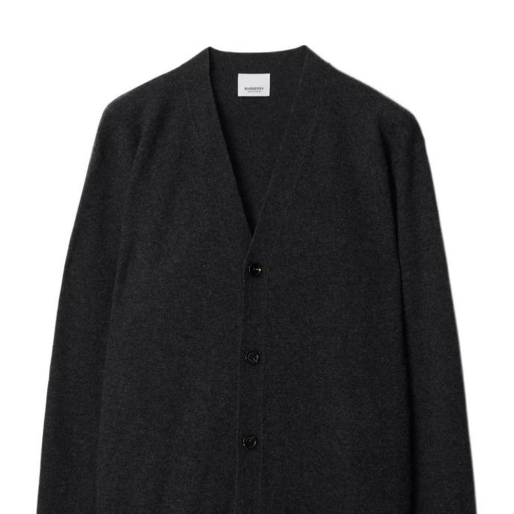 Lookbook バーバリー SS24 ルーズフィット Vネック ボタン ニット カーディガン グレー 80911851