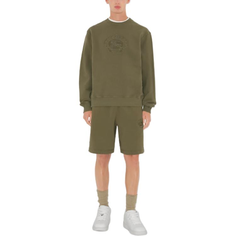 Lookbook バーバリー SS24 刺繍エンブレムロゴ付きミッドライズカジュアルショーツ ベージュ. 80945681