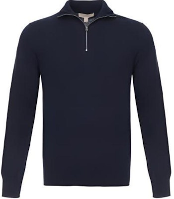 Burberry SS24 Navy Blue Knit Long-Sleeve Polo with Zipper. 40593791 Buy Burberry SS24 Navy Blue Knit Long-Sleeve Polo with Zipper. 40593791