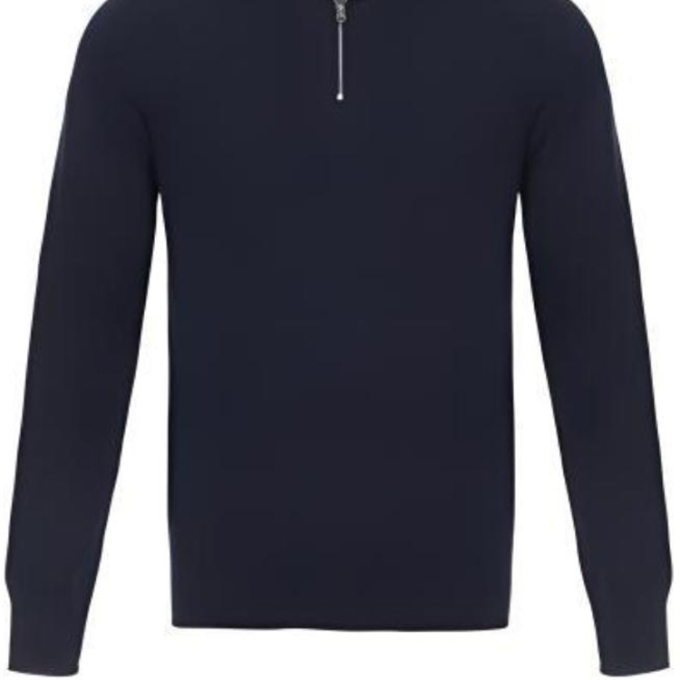 Shop Burberry SS24  Navy Blue Knit Long-Sleeve Polo with Zipper. 40593791