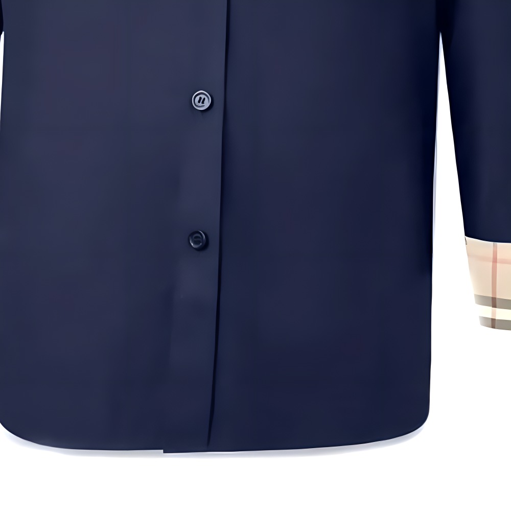 Purchase Burberry SS24  Navy Blue Logo Embroidered Long Sleeve Shirt. 80667651
