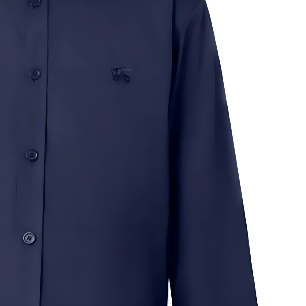Details for Burberry SS24  Navy Blue Logo Embroidered Long Sleeve Shirt. 80667651