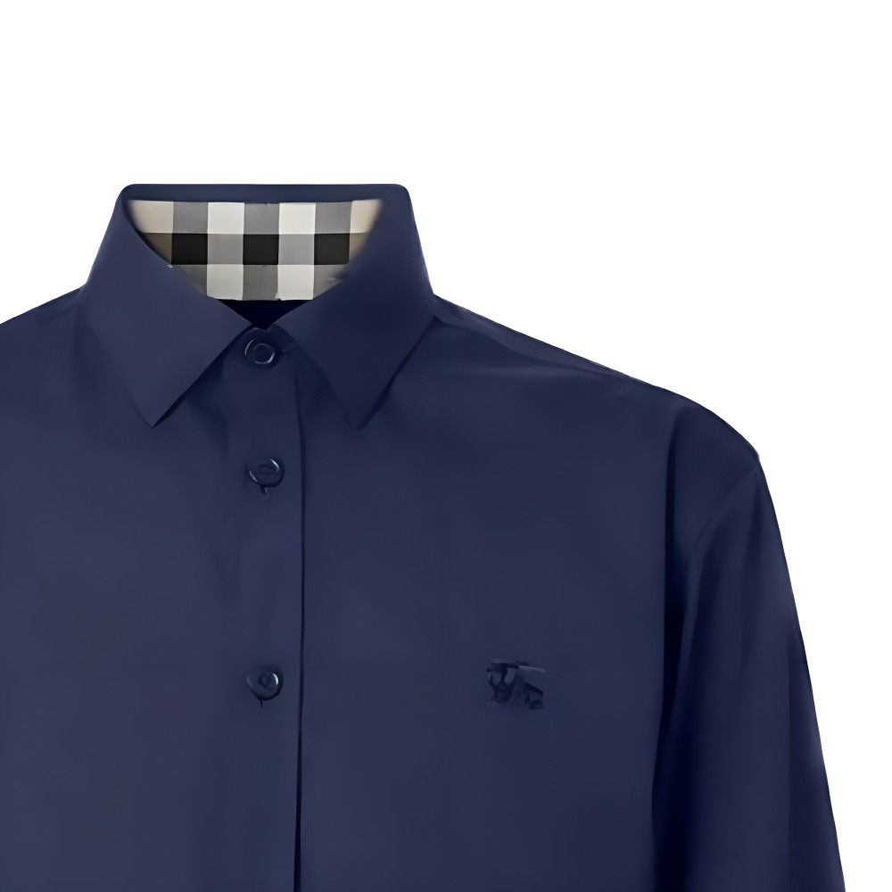 Sizing Burberry SS24  Navy Blue Logo Embroidered Long Sleeve Shirt. 80667651