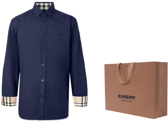 Burberry SS24 Baju Lengan Panjang Biru Navy dengan Sulaman Logo. 80667651 Cheap Burberry SS24 Baju Lengan Panjang Biru Navy dengan Sulaman Logo. 80667651