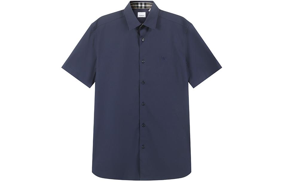 Burberry SS24  Navy Blue Short Sleeve Shirt with Logo Embroidery. 80795951 圖 2