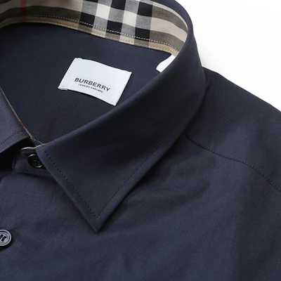 Burberry SS24 Navy Blue Short Sleeve Shirt with Logo Embroidery. 80795951 Sizing Burberry SS24 Navy Blue Short Sleeve Shirt with Logo Embroidery. 80795951
