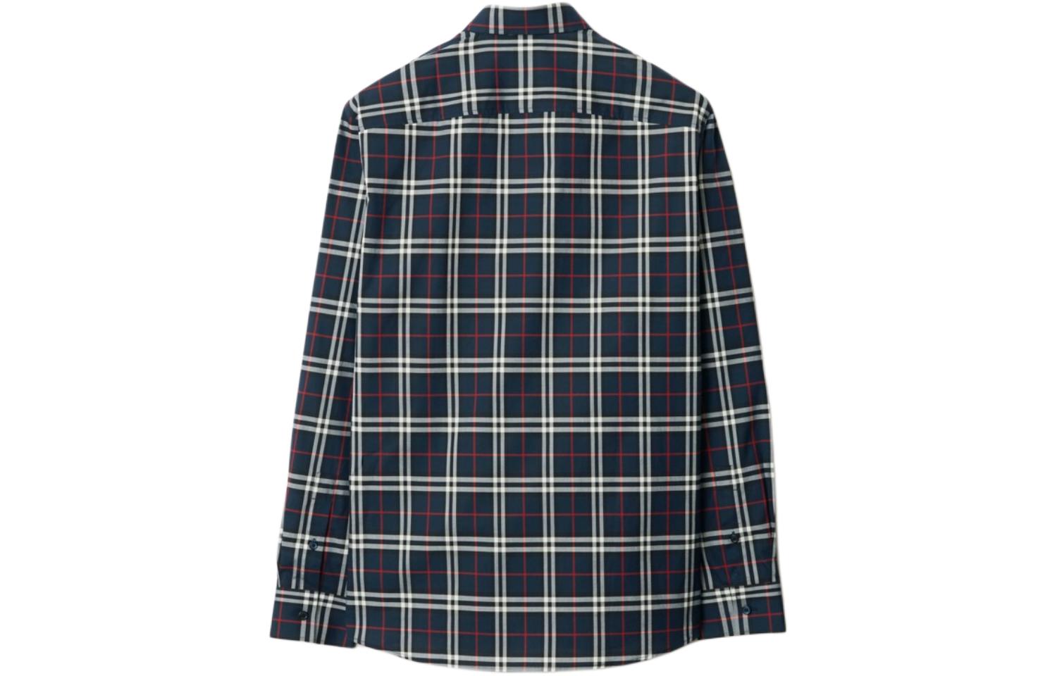 Burberry SS24  Navy Slim-Fit Check Print Long-Sleeve Shirt. 80732201 圖 3