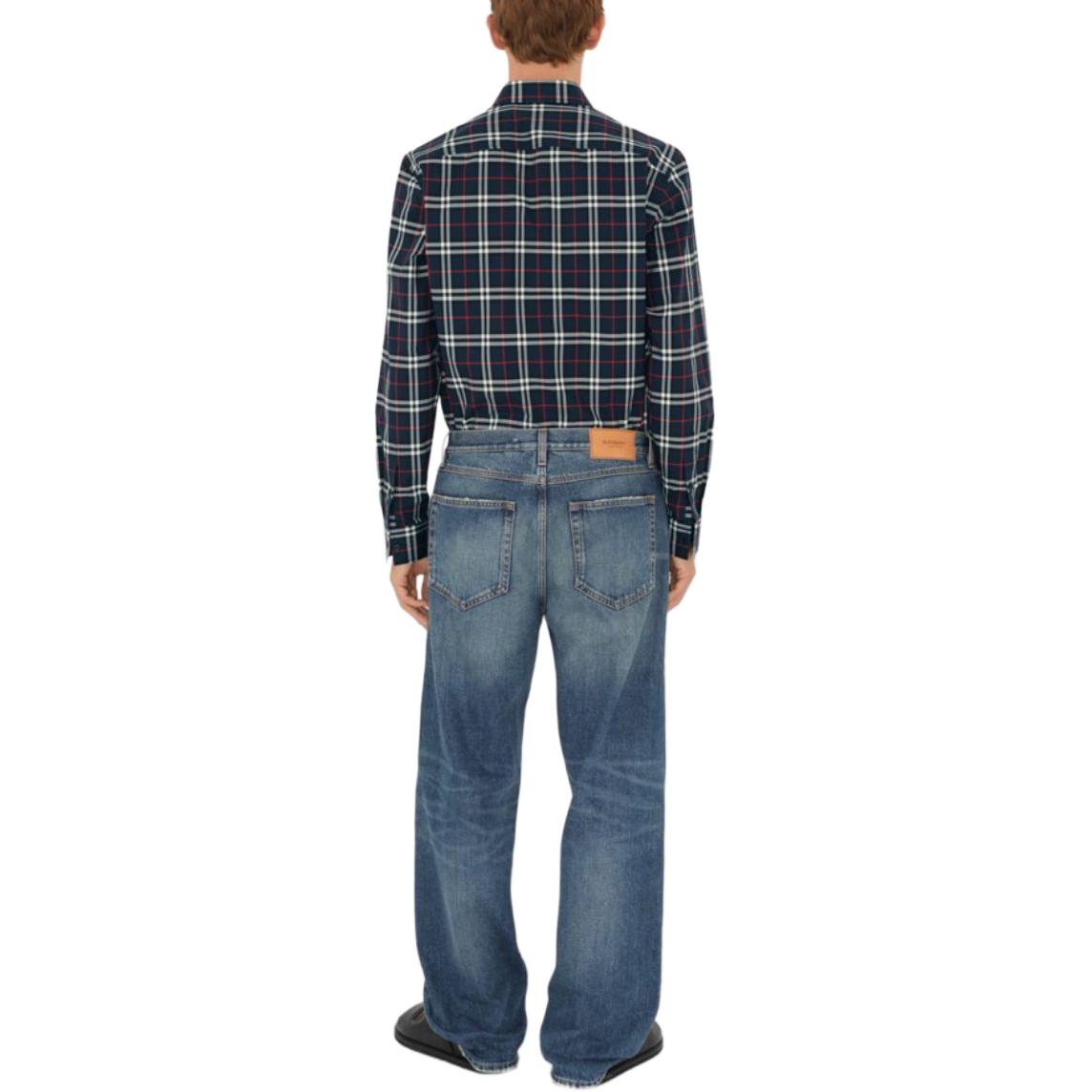 Burberry SS24  Navy Slim-Fit Check Print Long-Sleeve Shirt. 80732201 圖 5