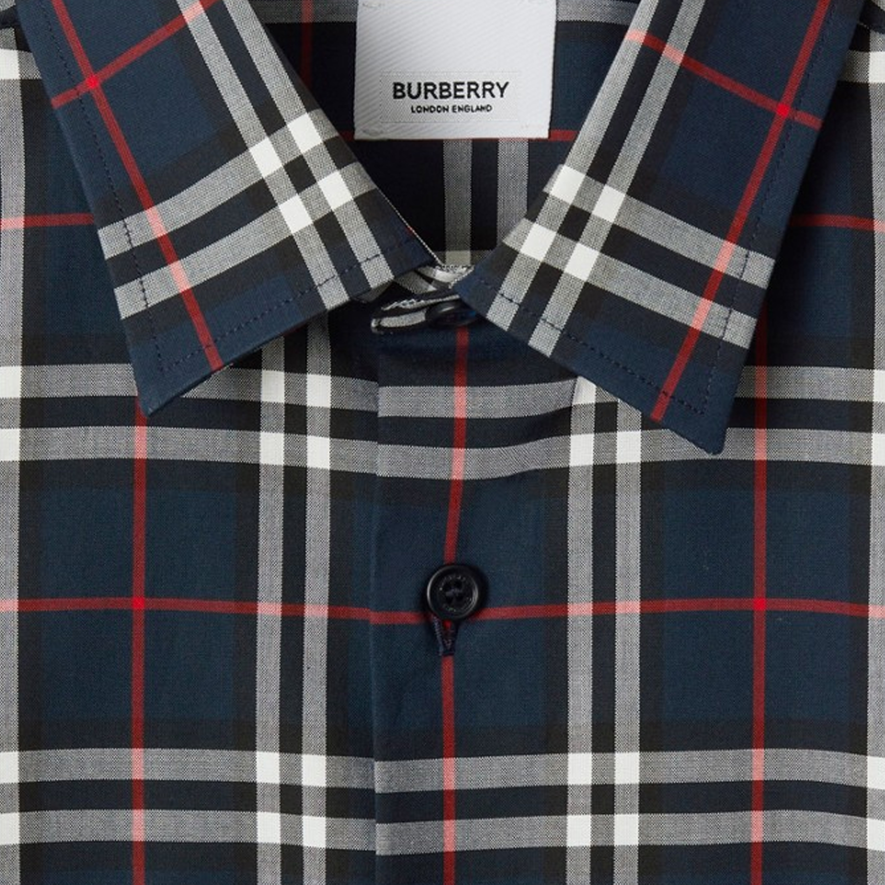 Burberry SS24  Navy Slim-Fit Check Print Long-Sleeve Shirt. 80732201 圖 7