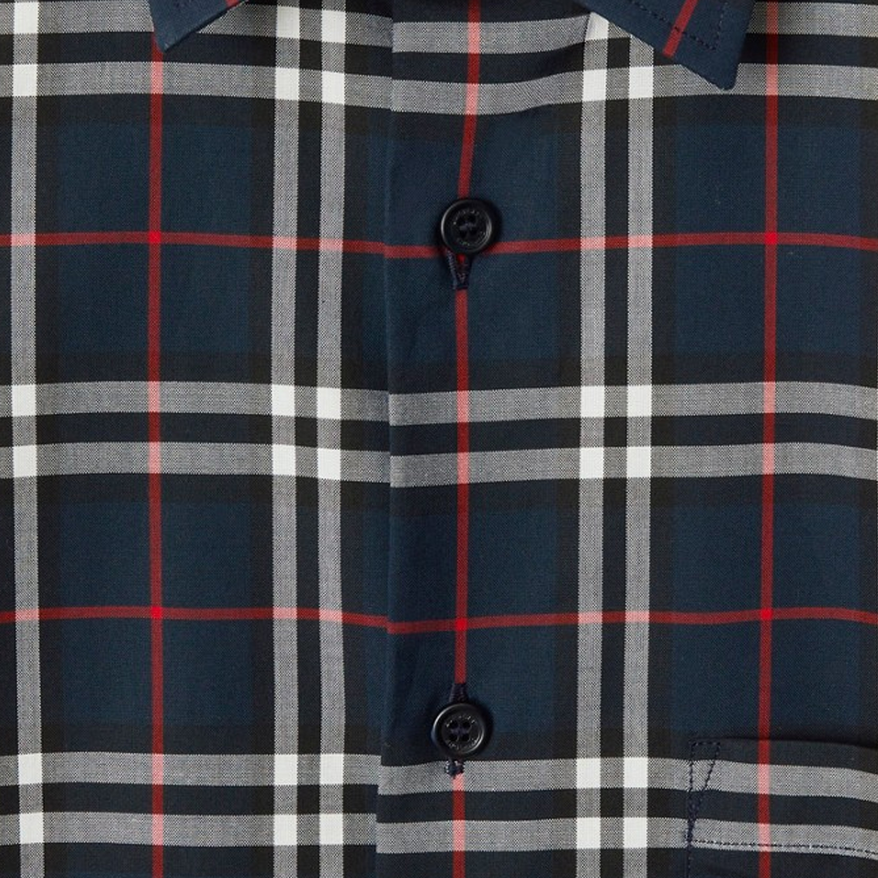 Burberry SS24  Navy Slim-Fit Check Print Long-Sleeve Shirt. 80732201 圖 8
