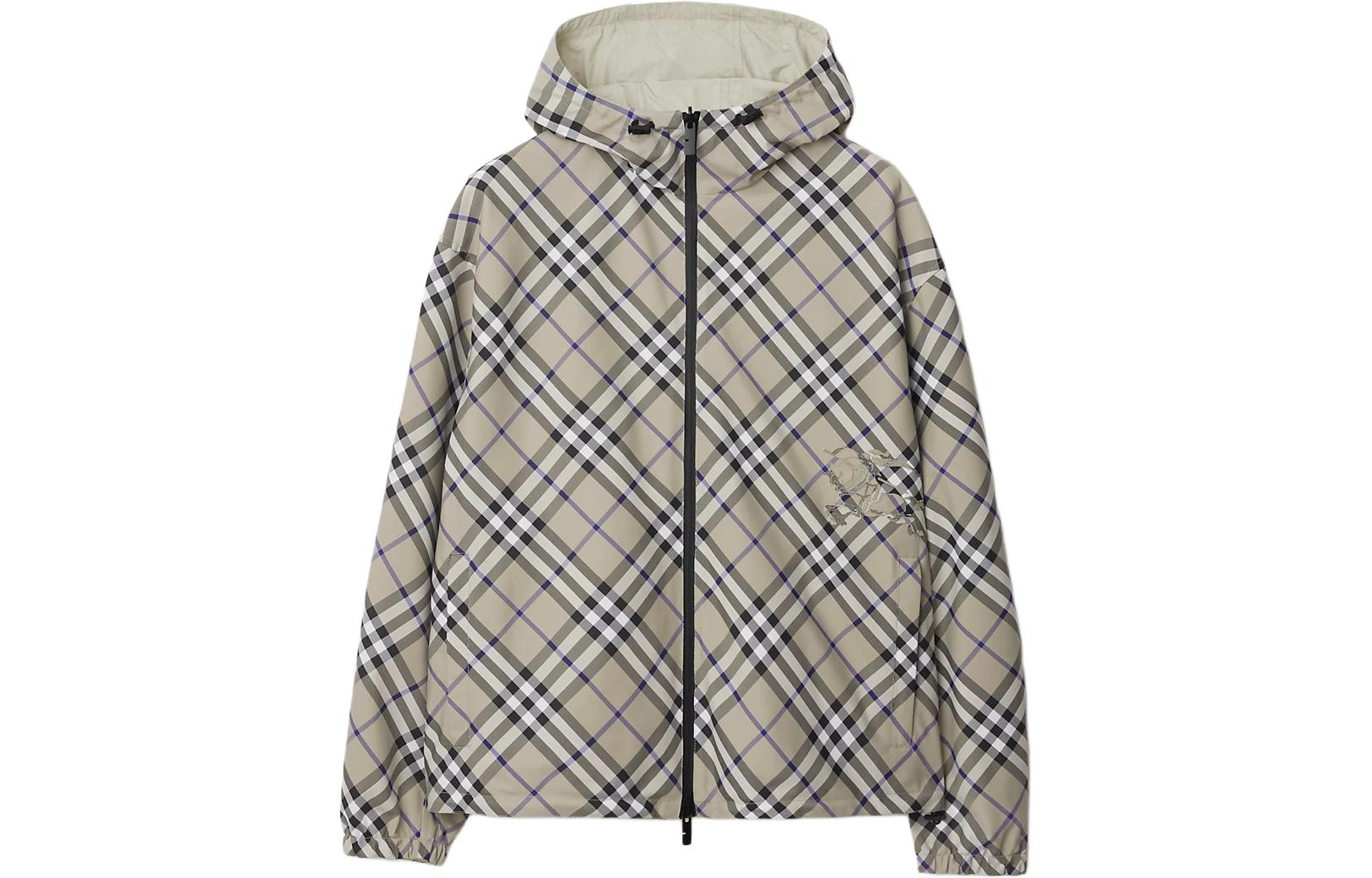 Burberry SS24  Reversible Check Hooded Zip Jacket in Moss Green 80872181