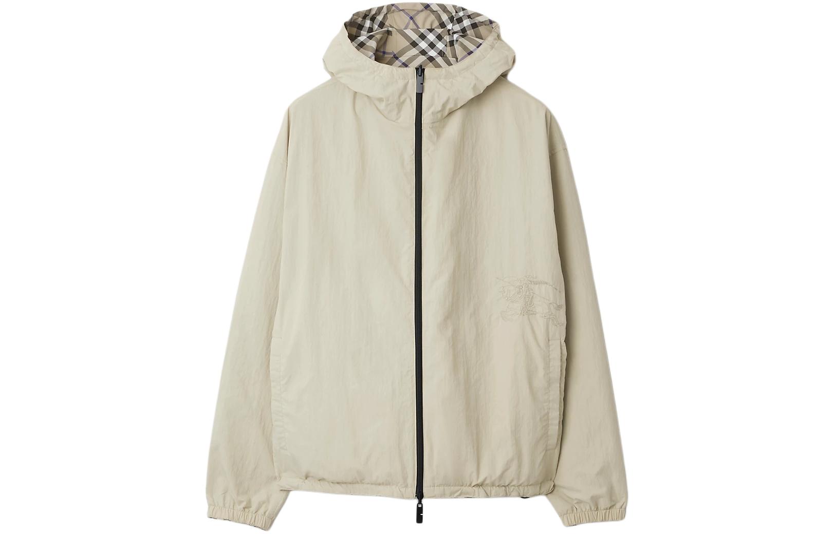 Shop 버버리 SS24 리버서블 체크 후드 집업 자켓 모스 그린 80872181