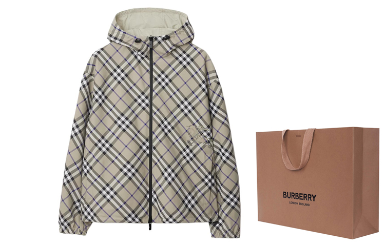 Details for 버버리 SS24 리버서블 체크 후드 집업 자켓 모스 그린 80872181