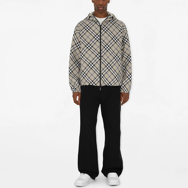 Sizing 버버리 SS24 리버서블 체크 후드 집업 자켓 모스 그린 80872181