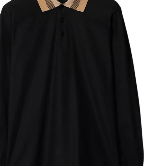 Details for Burberry SS24  Ribbed Knit Long Sleeve Polo Shirt Black 80988121
