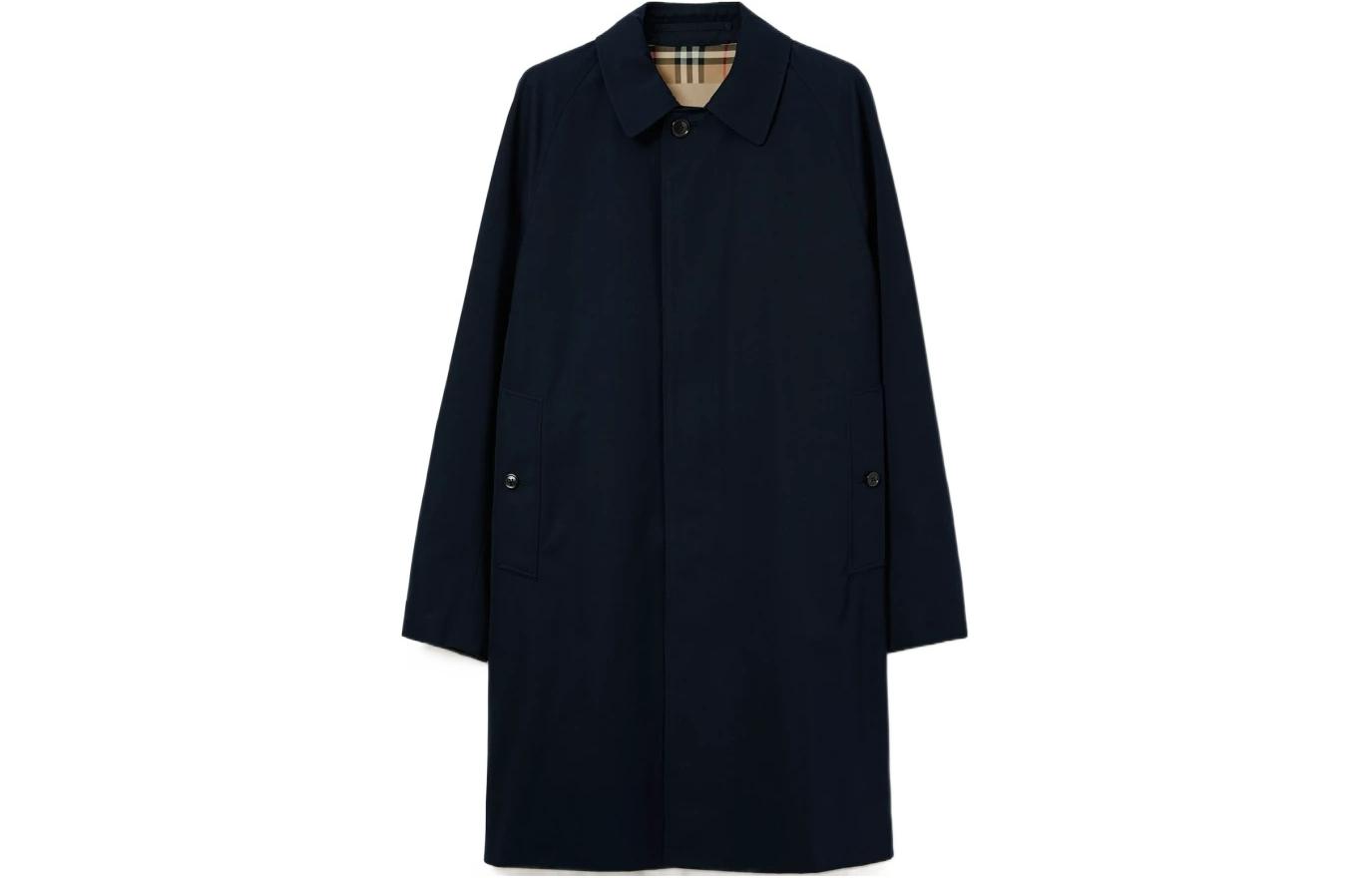 Order Abrigo Largo Burberry SS24 Azul Marino Botones y Cuello Camisero. 80793951