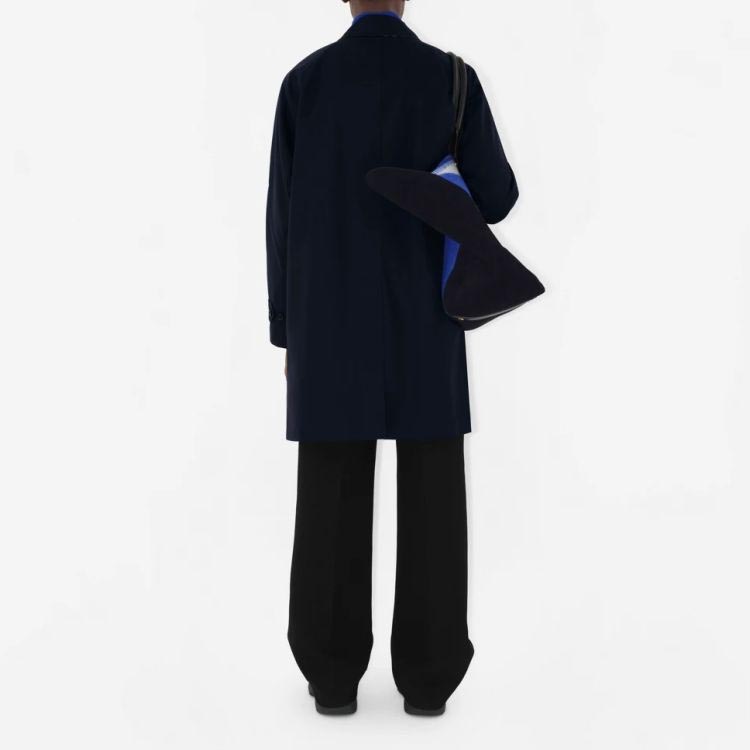 Purchase Abrigo Largo Burberry SS24 Azul Marino Botones y Cuello Camisero. 80793951