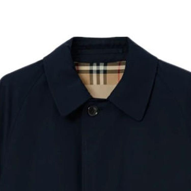 Sizing Abrigo Largo Burberry SS24 Azul Marino Botones y Cuello Camisero. 80793951