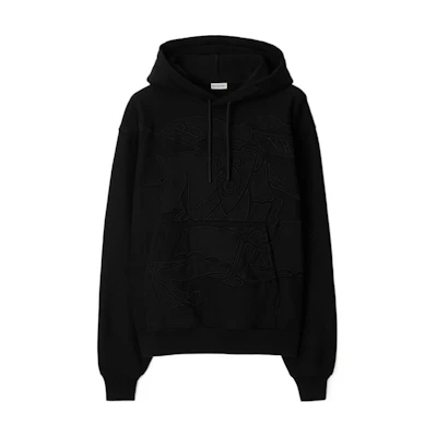 Burberry SS24 Solid Color Drawstring Hoodie Black 80982141