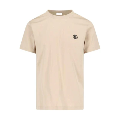 Burberry SS24 Solid Color Embroidered Logo Crew Neck T-Shirt Khaki. 80831131