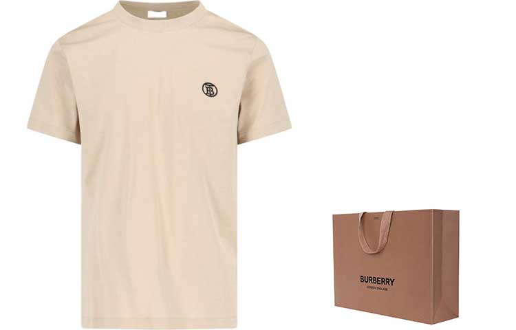 Burberry SS24  Solid Color Embroidered Logo Crew Neck T-Shirt Khaki. 80831131 圖 4