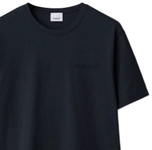 Burberry SS24 Baju-T Leher Bulat Navy Blue Logo Sulam Warna Solid. 80843641 1