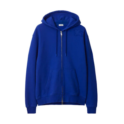 Burberry SS24 Solid Color Patch Zip-Up Hoodie Blue 80849821