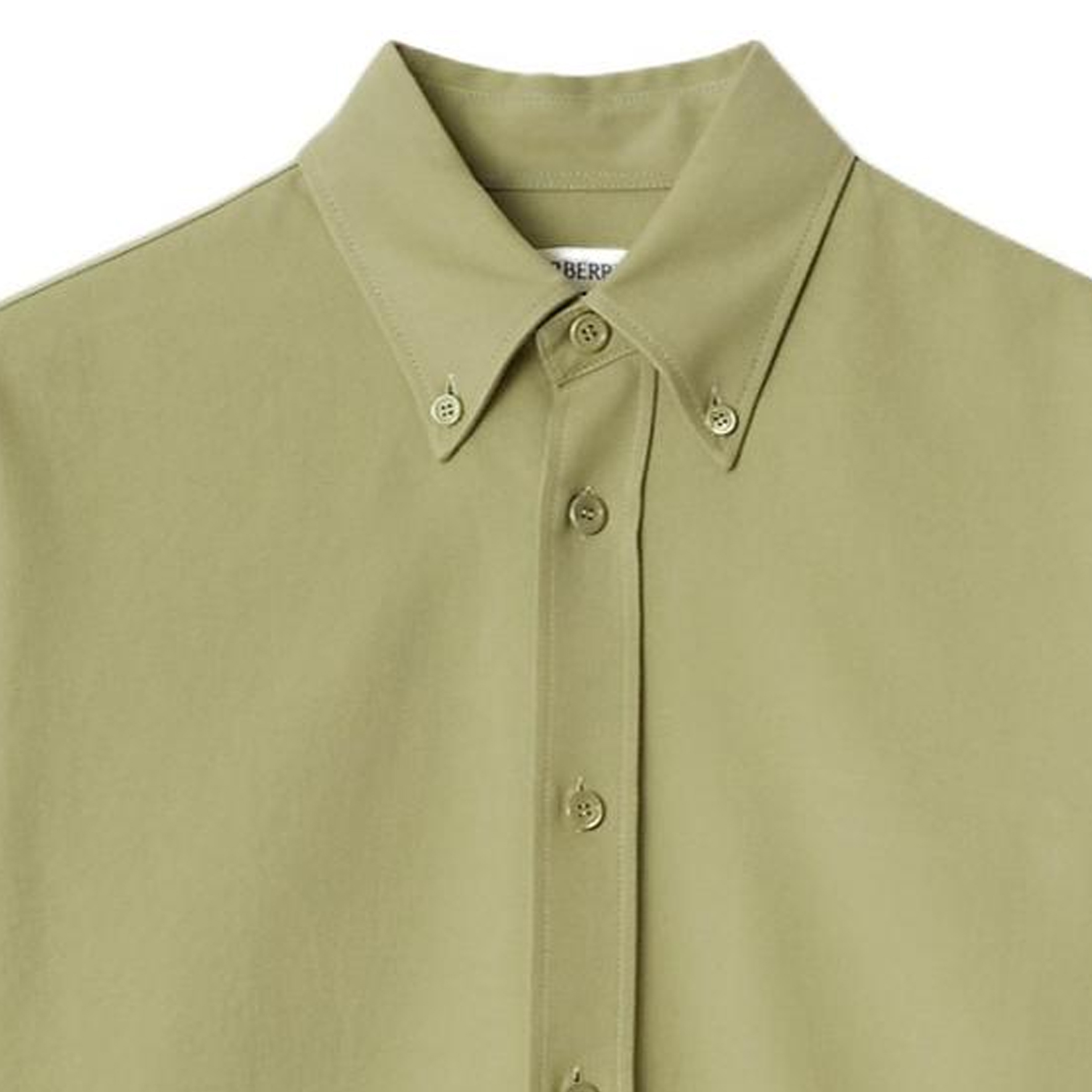 Sizing 버버리 SS24 솔리드 컬러 포인트 카라 그린 긴팔 셔츠 80823031